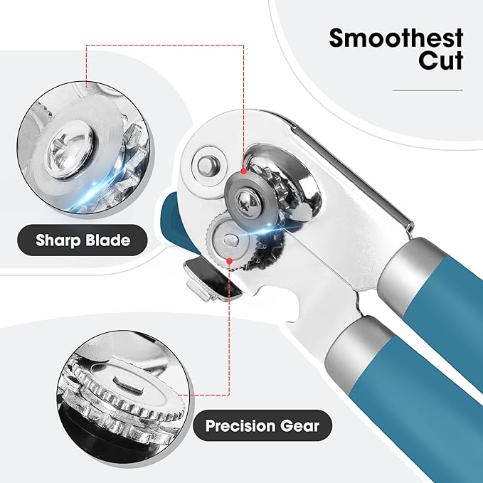 Beneno Heavy Duty Hand Can Opener Manual with Magnet Lid Remover, Aqua