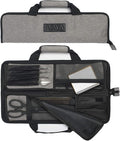 Asaya Chef Knife Roll Bag - 12-Pocket Chefs Case for Kitchen Knives and Utensils, Lightweight Stain-Resistant Waxed Nylon Chef Knife Bag - Knives Not Included (Grey)
