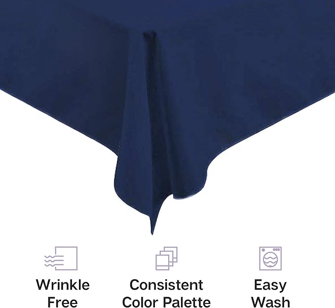 Gee Di Moda Rectangle Tablecloth - 60 x 102 Inch Navy Blue Table Cloth for 6 Foot Rectangle Tables - Heavy Duty Washable Fabric - for Holiday Party, Dinner, Weddings, Baby Shower & Events