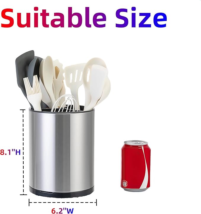 Utensil Holder,Large 360°Rotating Kitchen Utensil Holder For Counter