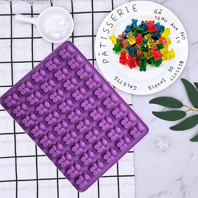 Gummy Candy Molds - 4Pcs Silicone Gummy Bear Molds With 2pcs Dropper,Non-stick and Bpa Free for Mini Candy Chocolate Gummies Baking
