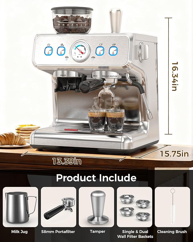 COWSAR 20 Bar Espresso Machine with Grinder & Milk Frother-Pro