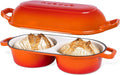 Dutch Oven For Sourdough Bread Baking – Enamelled Cast Iron Bread Loaf Pot – 500°F Oven Safe Non Stick Bread Pot – Double Round Loaf Space, 16.5cm Diameter, – by Nuovva