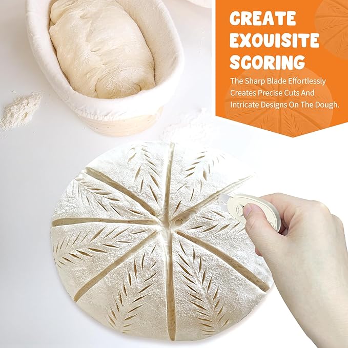NeoRov Extractable & Magnetic Bread Lame Dough Scoring Tool - Professional Sourdough Scoring Tool - Sourdough Bread Baking & Bread Scoring Tool - Scoring Patterns booklet & 5 Razor Blades (Cream)
