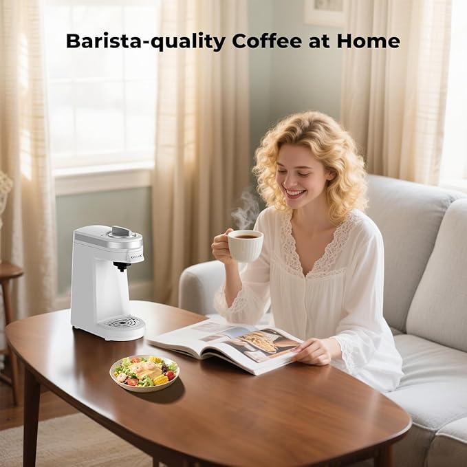 CHULUX Mini Single Serve Coffee Maker, Portable Pod Coffee Machine, White