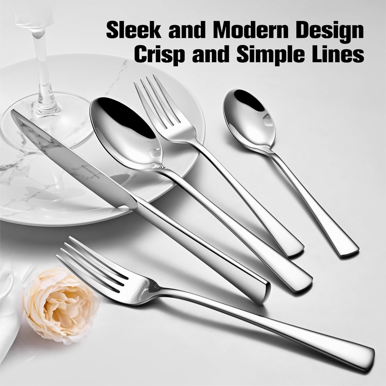 65 Piece Silverware Set for 12 with Serving Utensils, 18/10 Stainless Steel