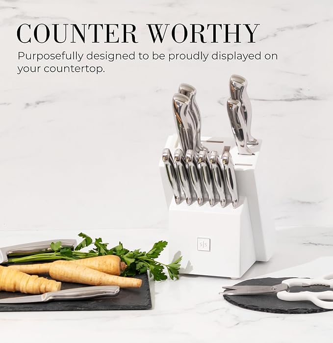 Styled Settings Stainless Steel Knife Set with Built In Sharpener, 14-Piece