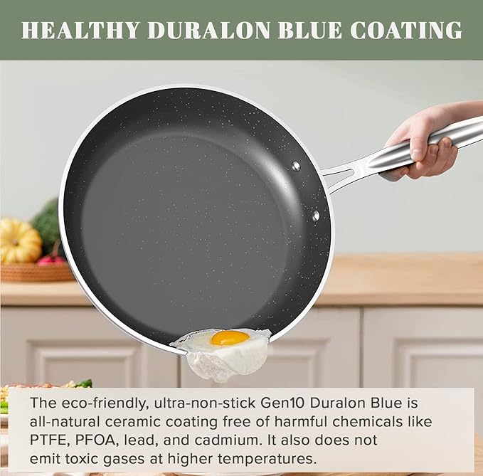 Nuwave 9pc Cookware Set Healthy Duralon Blue Ceramic Nonstick Coated