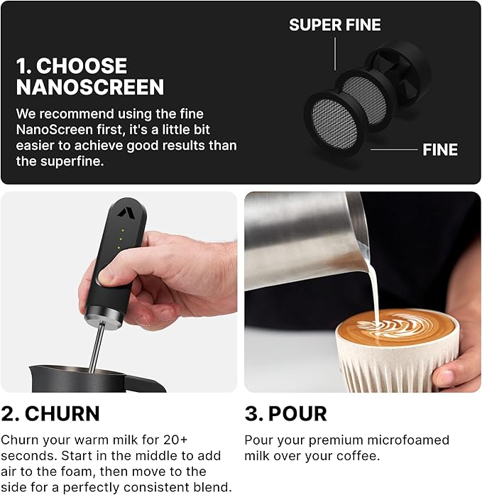Subminimal NanoFoamer Milk Foamer - Rechargeable Handheld Frother - White