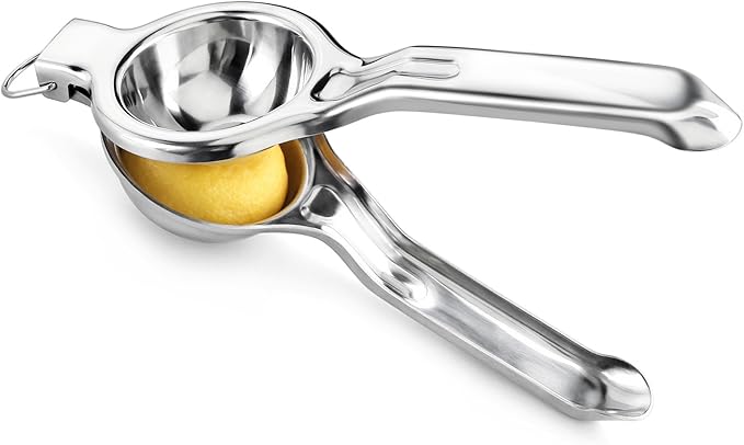 New Star Foodservice 43280 Commercial-Grade Stainless Steel Lemon Squeezer, Heavy Duty Citrus Juicer Press, Silver