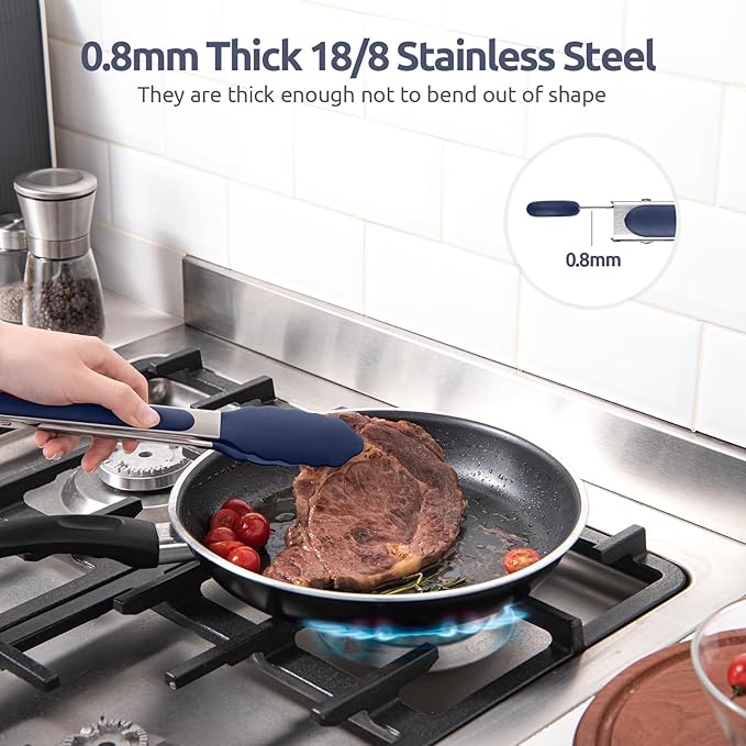 U-Taste Kitchen Tong for Cooking, 480ºF Heat-Resistant, 9in/Midnight Blue