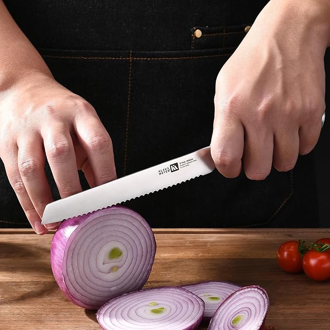Klaus Meyer 6 Inch Serrated Utility Knife, Bread and Tomato Knife(White)