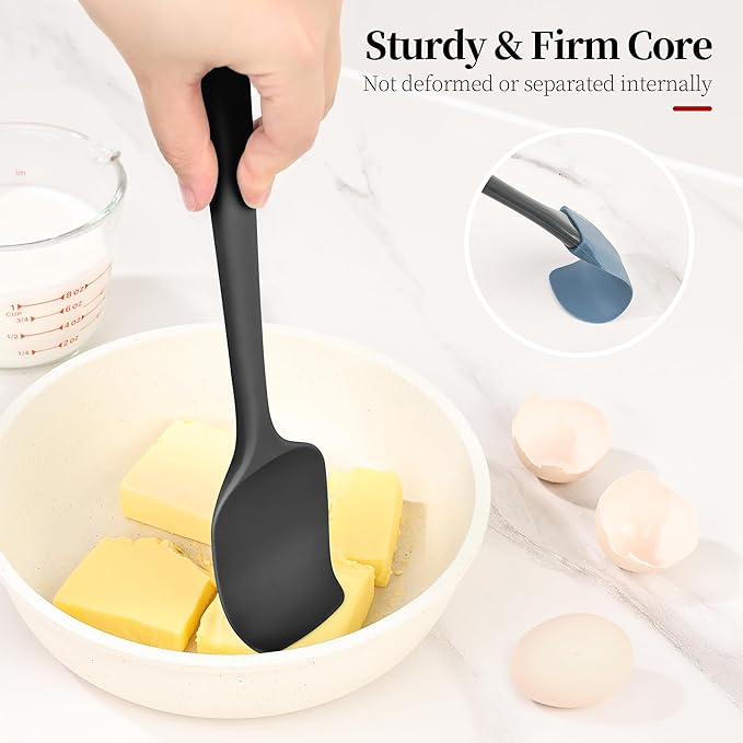 Lilybeam 600ºF Heat Resistant Silicone Spoon Spatula for Cooking, Black