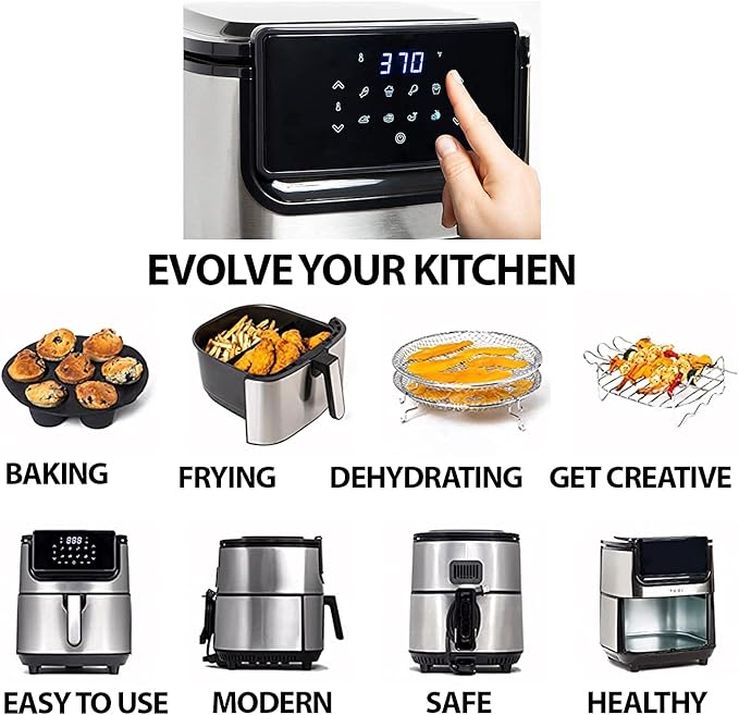 Yedi Evolution Air Fryer 6.8 Qt with Ceramic Basket, Stainless