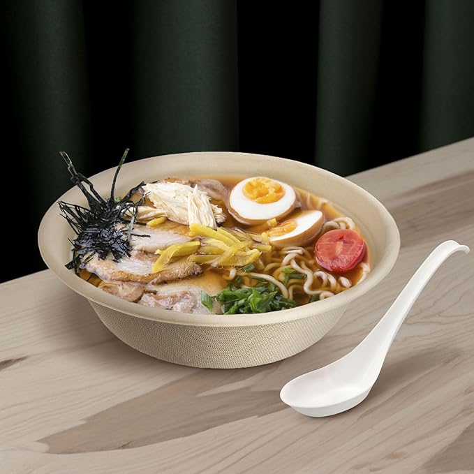 Disposable PLA Cornstarch Asian Soup Spoons with Hook Plastic-Free, 600 PK