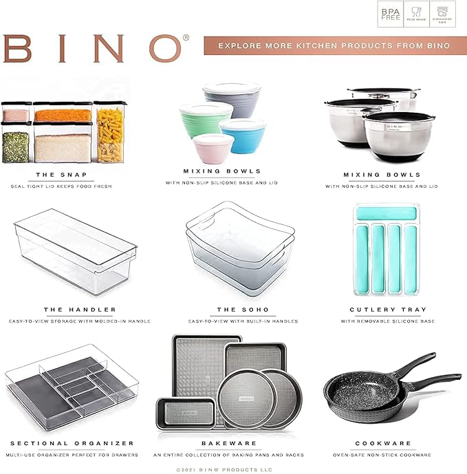 BINO | Stackable Storage Bins, Large - 4 Pack | The Stacker Collection | Clear Plastic Storage Bins | Organization and Storage Containers for Pantry & Fridge | Multi-Use Organizer Bins | BPA-Free