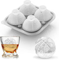 ACOOKEE Silicone Basketball Ice Cube Mold Fun Shapes, Novelty Basketball Gifts, 2.2" Large Craft Round Sphere Ice Ball Molds For Game Day, Whiskey, Cocktails, Bourbon Black