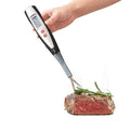 lfcforldx Meat Thermometer Fork for BBQ & Grilling – Instant Read Food Thermometer with Preset Meat Temperatures, Long Heat-Safe Handle, Backlit LCD for Steak, Chicken & Outdoor Cooking, Black
