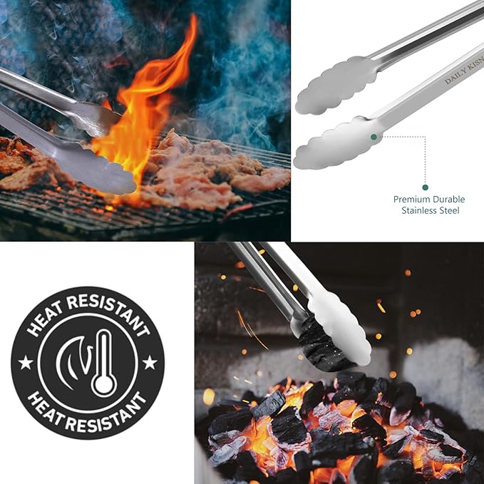 Grill Tongs, 17 Inch Extra Long Stainless Steel BBQ Tongs (17", 1PC)