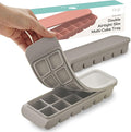 Firgi 0.7 oz/12 Sections Silicone Ice Cube Freezer Tray with Lid, 100% Food-Grade Platinum Silicone,Leak Resistance & Dishwasher Safe for Baby Food Prep,Breast Milk,Purees - Korean Made, Gray