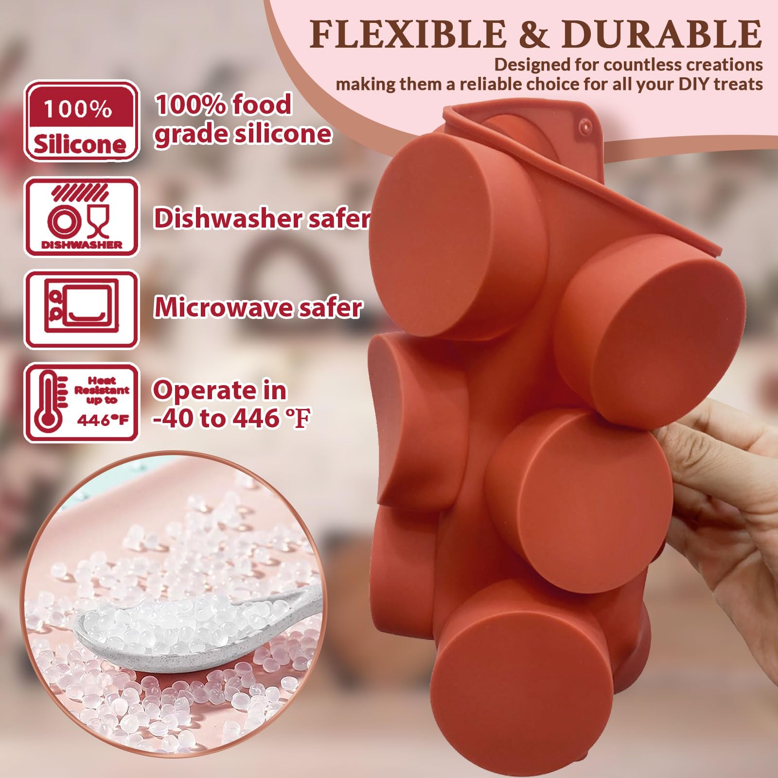 HKNMTT Round Silicone Molds 2 PCS, 12-Cavity 2.1" Cylinder Chocolate Covered Cookie Mold, Food Grade Non-Stick Baking Moulds Compatible Oreos Candy Handmade Soap Pudding Jello Mini Cake Jelly Brownie