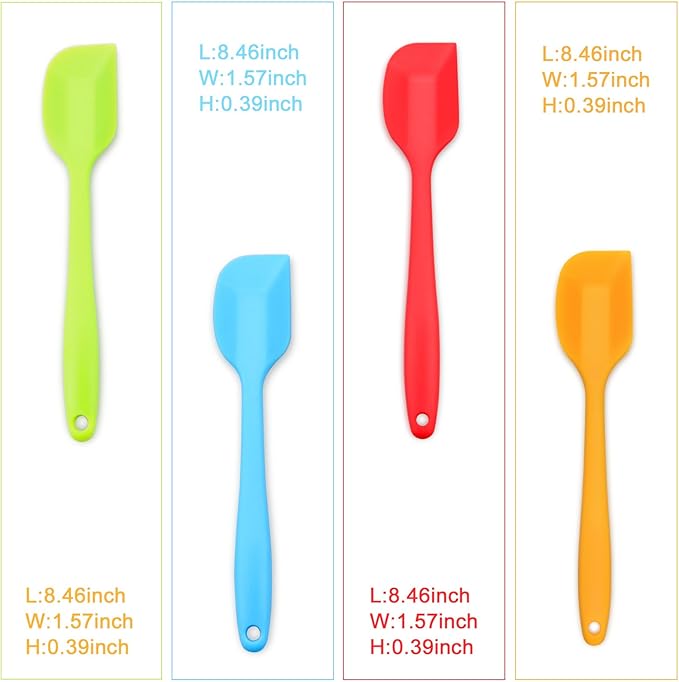 4-Piece Silicone Spatula Set with Stainless Steel Core, Small, Multicolor
