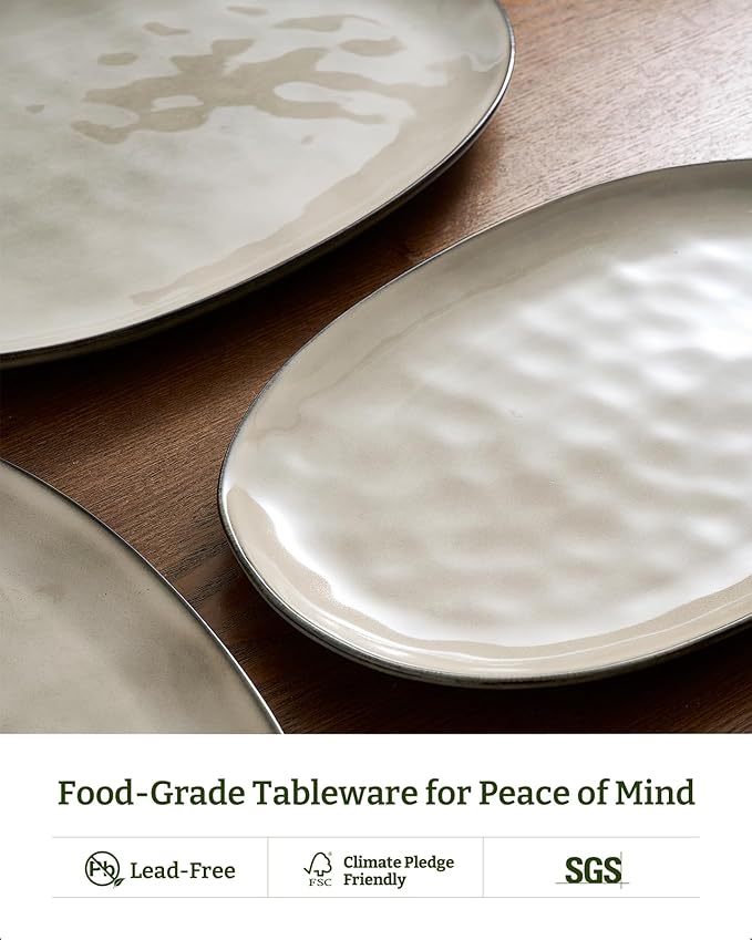 famiware Serving Platters Set of 3 Sizes - Oval, Light khaki
