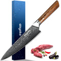 aisyoko Damascus chef knife 8-inch sharp kitchen knife Japan VG-10 stainless steel ergonomic color wooden handle luxury gift box - with scabbard