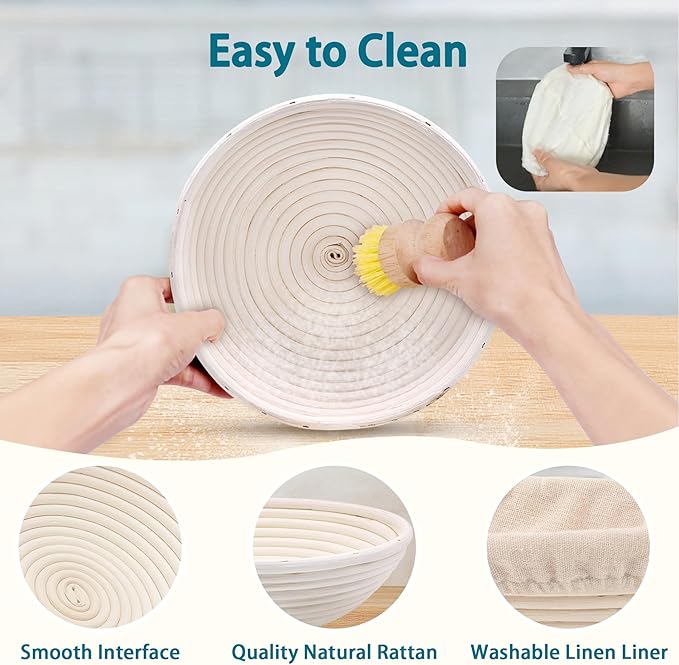 Aliggbent 28Pcs Sourdough Starter Kit, Rattan Banneton Proofing Baskets Set
