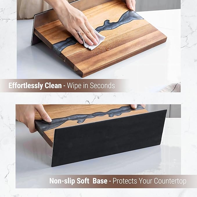 Magnetic Knife Block for Countertop, Strong Magnetic Knife Holder Stand, Acacia Wood & Epoxy Resin Organizer for Kitchen Knives, Gift for Cooks