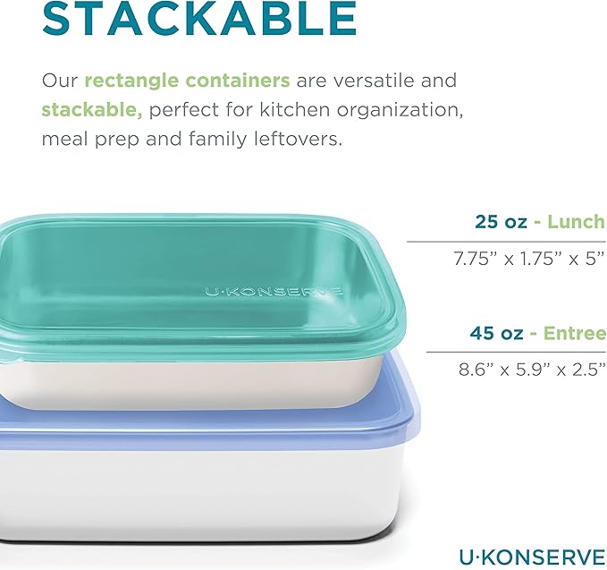 U-Konserve 25 oz Stainless Steel Rectangle Bento Food Container Clear