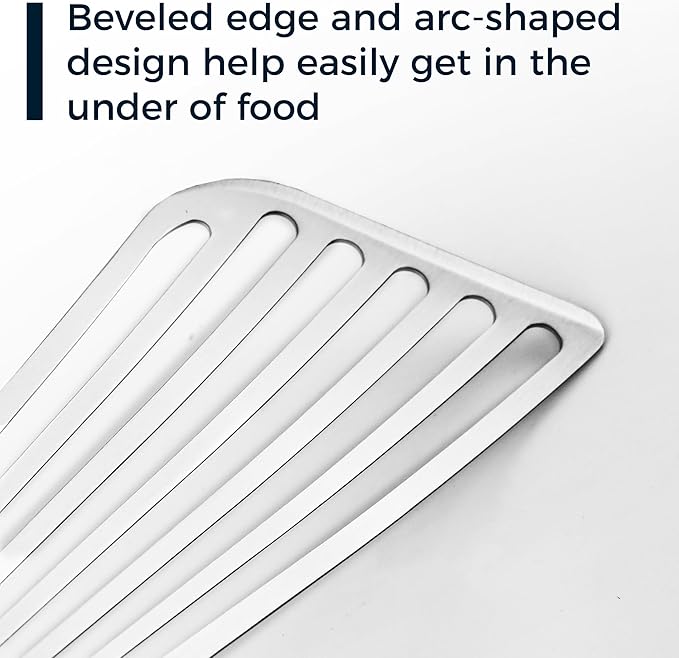 MUJINON Fish Spatula 18/8 Stainless Steel, Thin Long Flexible 12.5-in Metal Spatula Fish Turner Brushed Kitchen Utensil for Outdoor Grilling Daily Barbeque, Dishwasher Safe