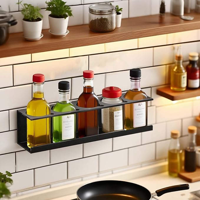 Chinrose Spray Can Holder Organizer, 4 Pack, Black Steel, Wall-Mounted
