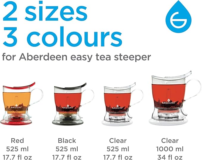 GROSCHE Aberdeen Smart Tea Maker BPA-Free Tea Infuser Black 17.7 oz (525ml)