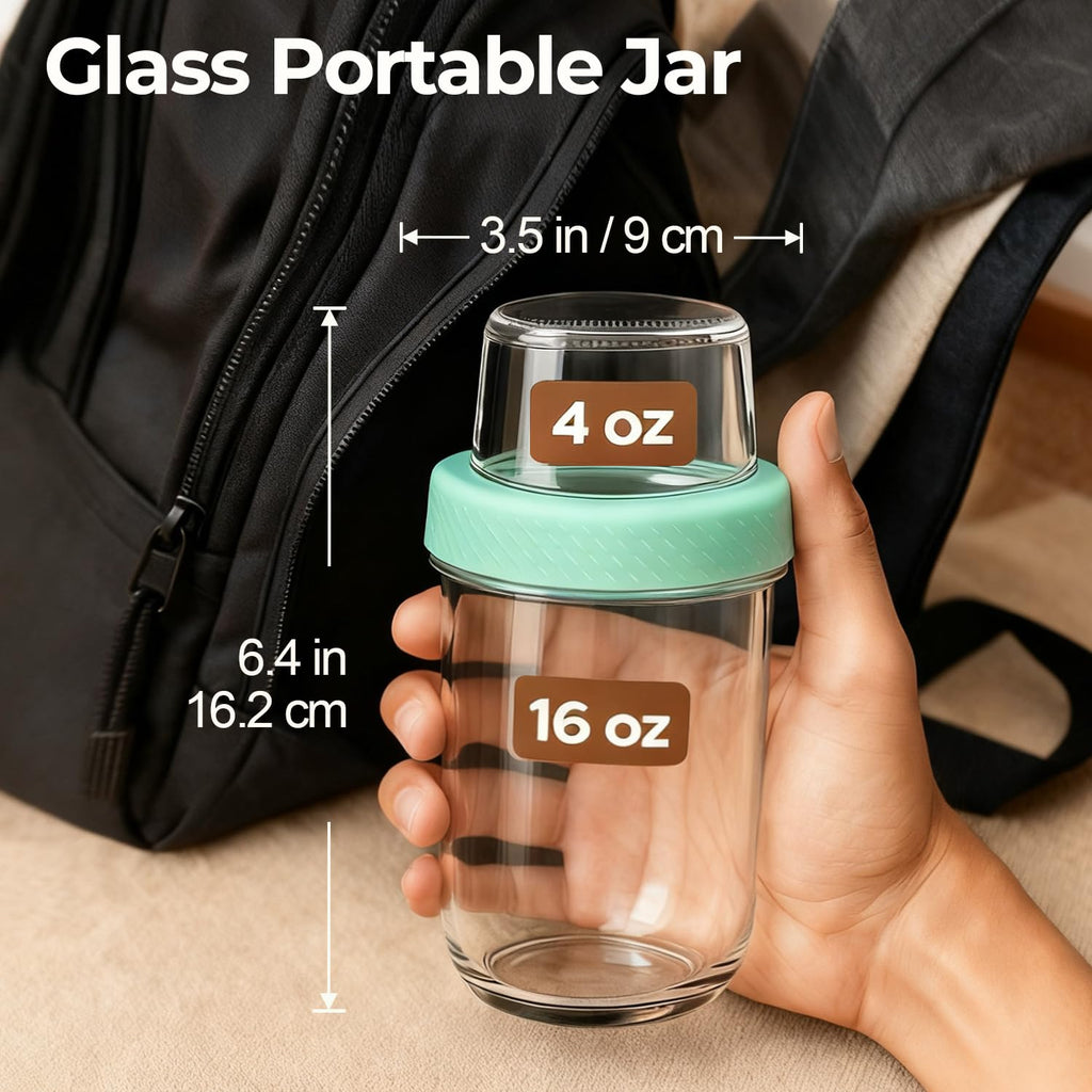ComSaf 16+4Oz 4Pcs Overnight Oats Containers with Lids, Dual-Layer Jars