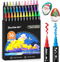 Shuttle Art 36 Colors Dual Tip Acrylic Paint Markers, Brush Tip and Dot Tip Acrylic Paint Pens for Rock Painting, Ceramic, Wood, Canvas, Plastic, Glass, Stone, Calligraphy, Card, DIY Football Crafts