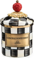MACKENZIE-CHILDS Enamel Canister, Mini, Black-and-White Courtly Check