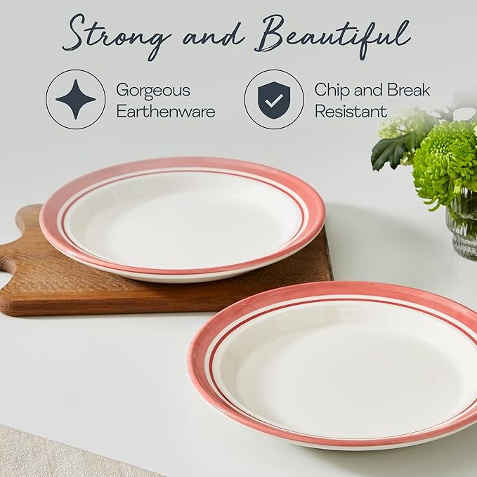 Portmeirion Potter's Stripe Dinner Plate - Red, Set of 4