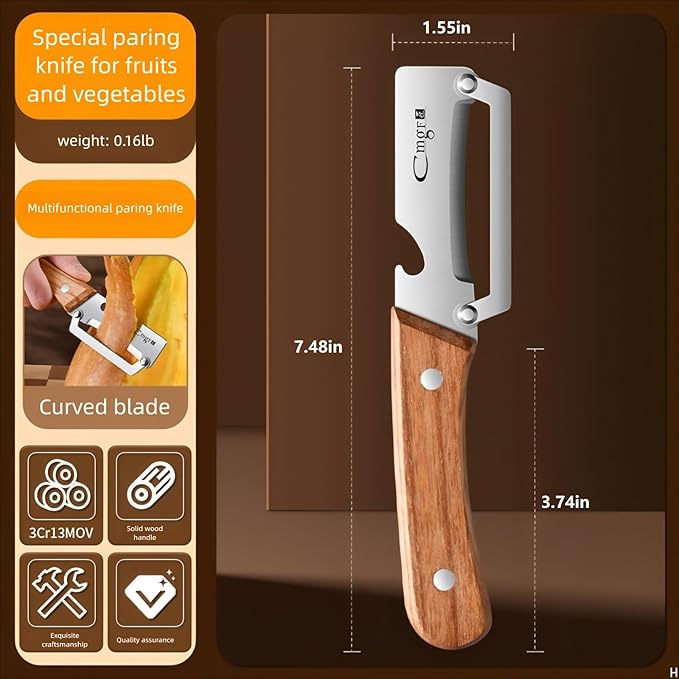 ANMIOU Vegetable Peeler Wooden Handle Sharp Stainless Steel Blade for Fruit