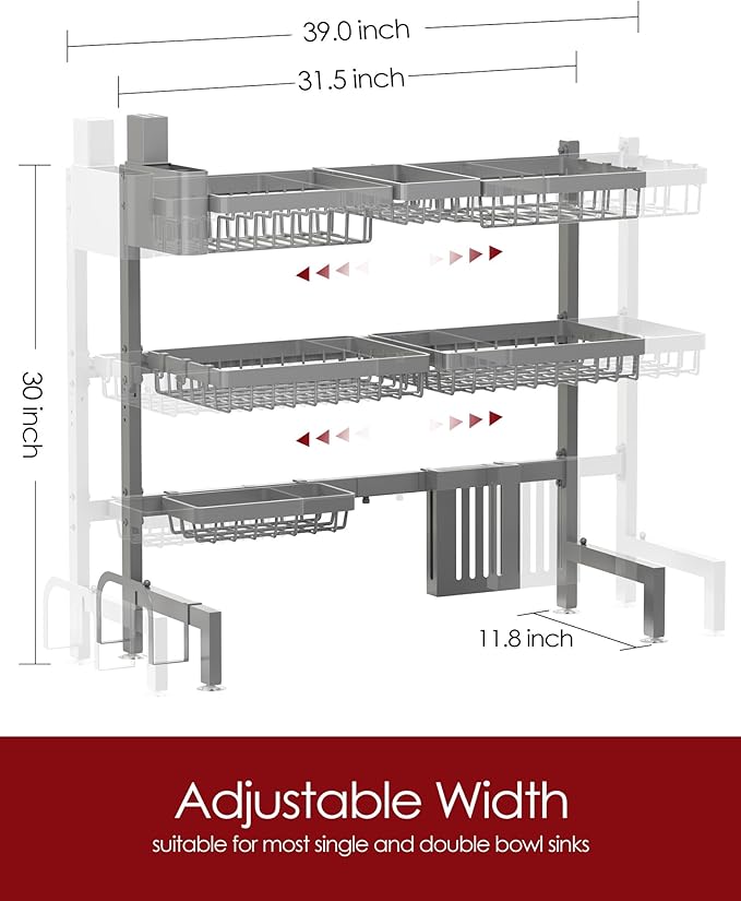 Sakugi Dish Drying Rack Over The Sink, Dish Drainer for Kitchen Counter