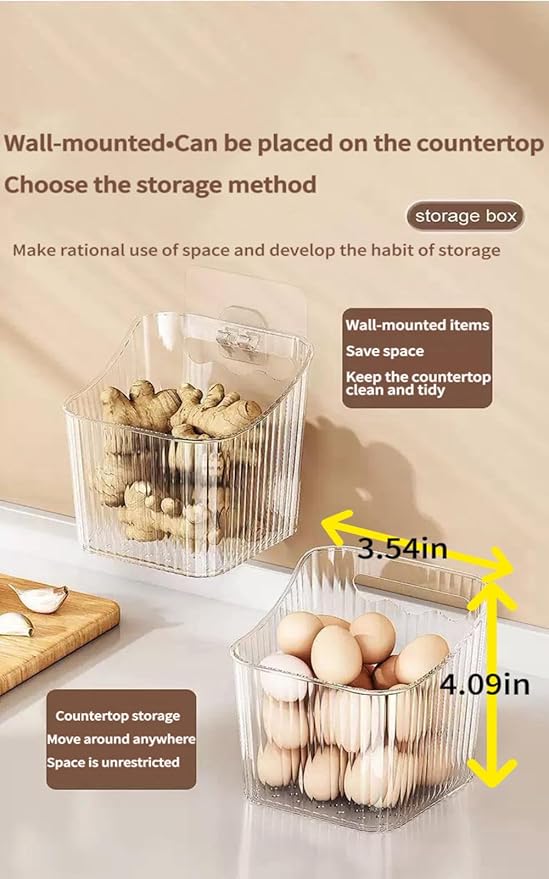 6Pack small Wall Mount Organizer, Adhesive Cabinet Door Storage Bins, Clear Makeup Container, Stackable Organizer Basket for Kitchen, Bathroom, rv, Pantry, Office，Refrigerator Small Items storage
