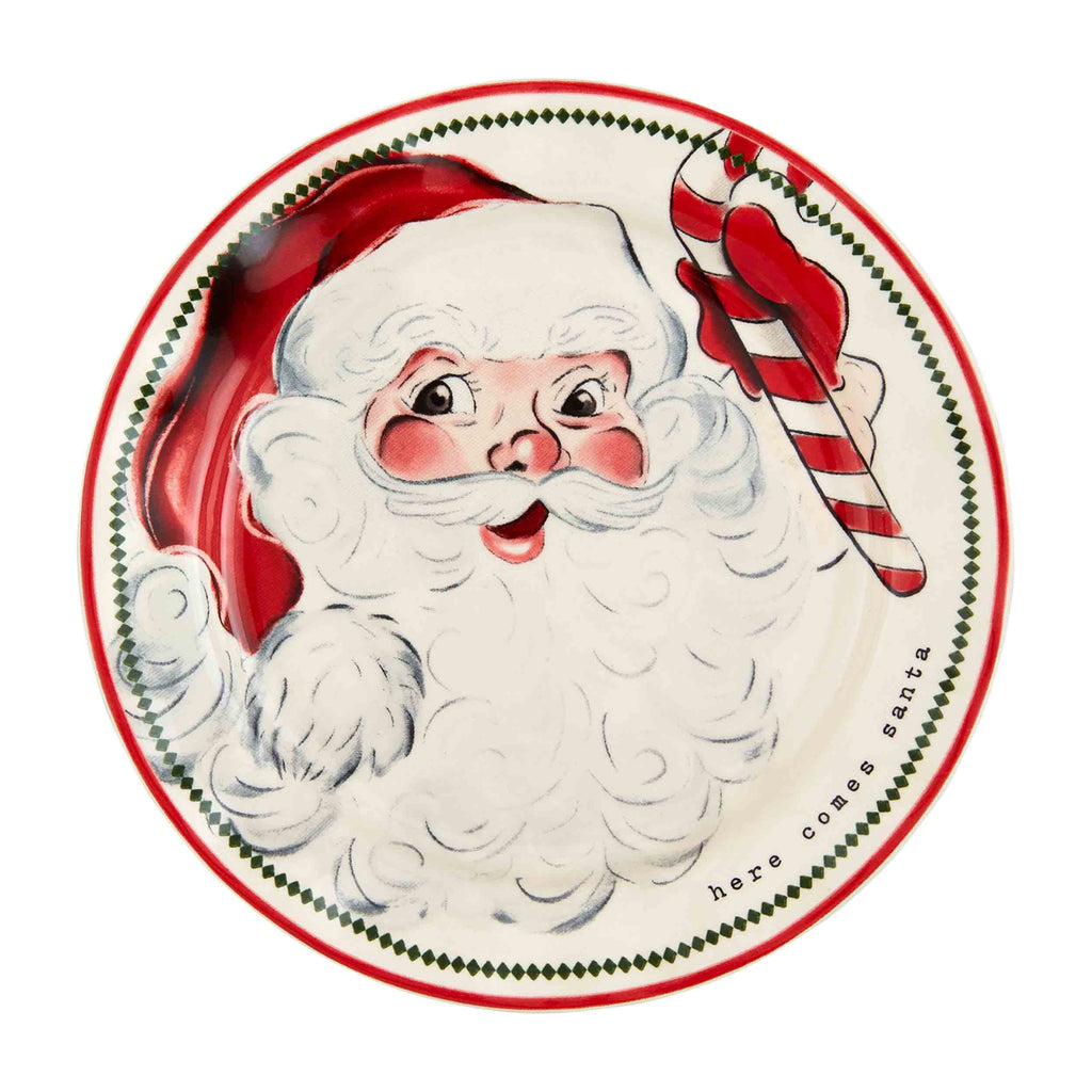 Mud Pie Santa Salad Christmas Plate, Candy Cane, 8" dia
