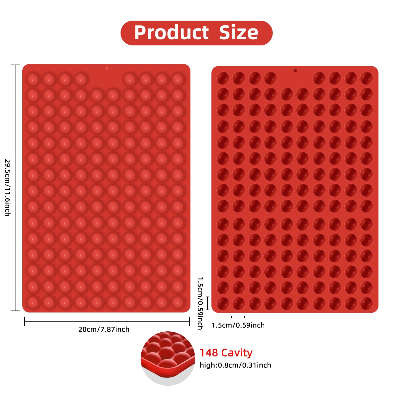 2 PCS Mini Silicone Molds, Dog Treat Molds,296 Cavity Mini Round Non-Stick Silicone Molds for Baking Biscuits, Cookie, Candy, Chocolate, Jelly Pet Dog Treats Mold (Mini Round)