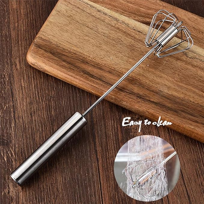 Digead Stainless Steel Egg Whisk, Hand Push Rotary Whisk Blender, Versatile Milk Frother, Hand Push Mixer Stirrer for Blending, Whisking, Beating & Stirring (12in)