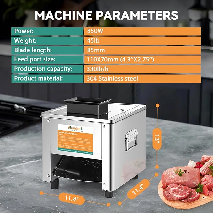 Newhai 850W Meat Cutter Machine, 3.5mm Electric Slicer Shredder 110V