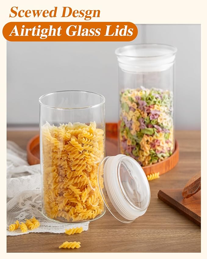 ZENS Glass Canisters with Airtight Lids, Set of 2 50oz Tall Storage Jars