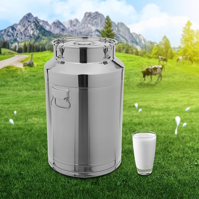 Fifizoo 304 Stainless Steel Milk Can - 20 Gallon (76 Liter) Heavy Duty Airtight Food Storage Container for Milk, Wine, Oil - Ideal for Home, Farm, and Commercial Use