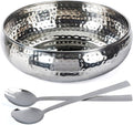Colleta Home Salad Bowl and Serving Utensils - Hammered Detailing - Stainless Steel Mixing Bowls with Lids- Luxurious Serving Bowls (12" Hammered Salad Bowl)