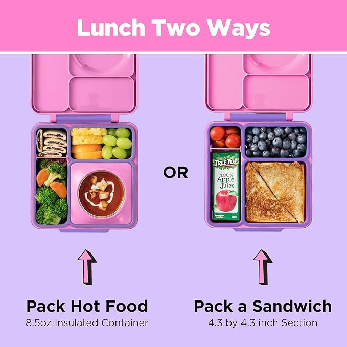 Omie OmieBox Kids Insulated Bento Box, Unicorn Pink