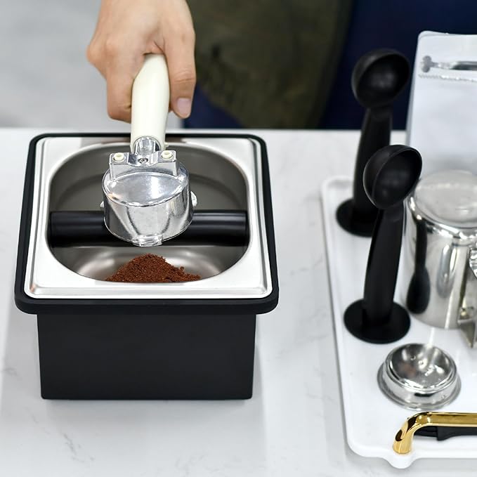Espresso Knock Box Stainless Steel Coffee Puck Container Knockbox